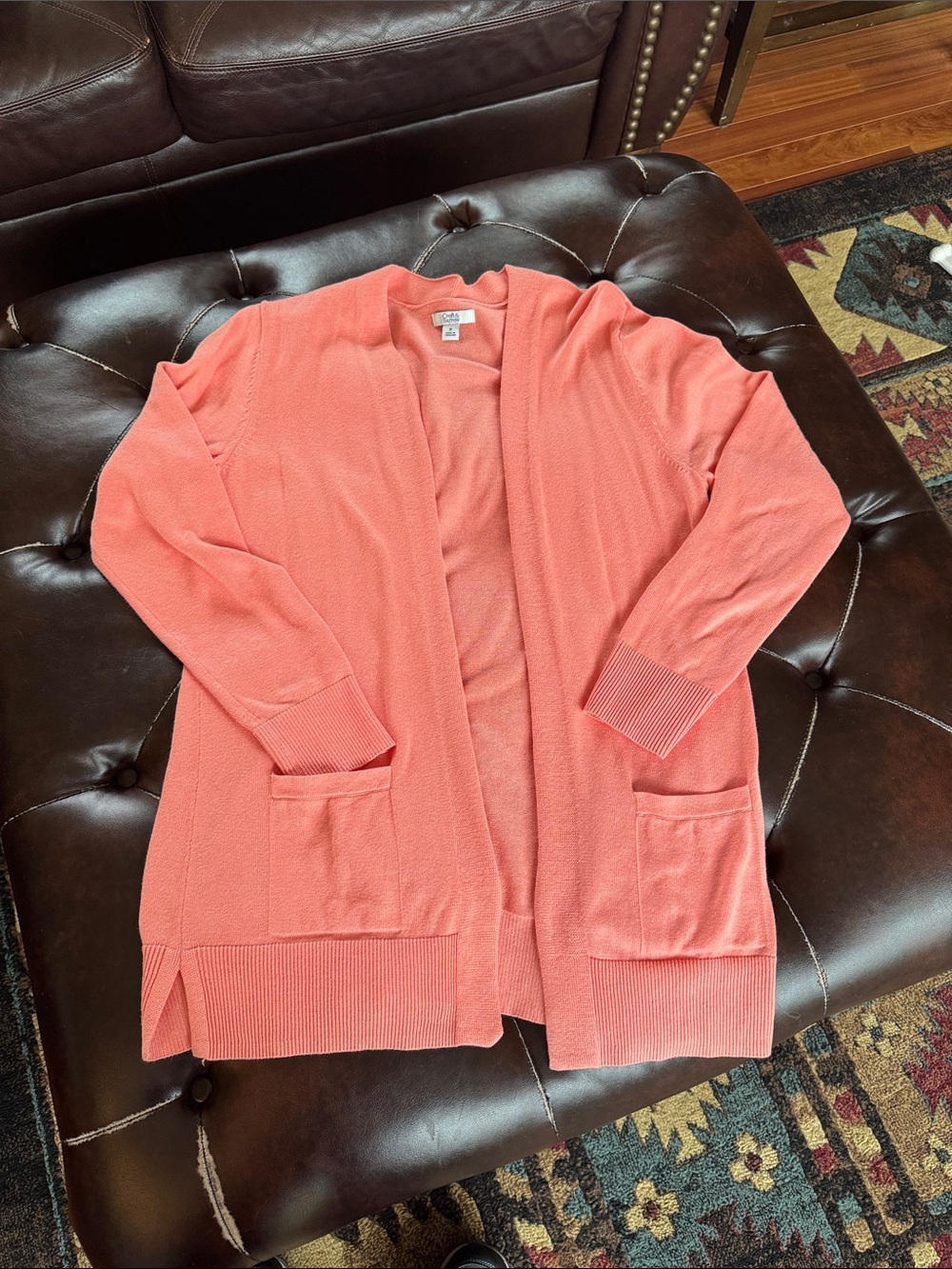 croft & barrow Coral Open-Front Cardigan
